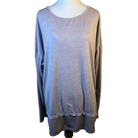 Hot Yoga Top Womens Sz Lg Drapey U-Back Open Back Space Died Lavender - Picture 2 of 7